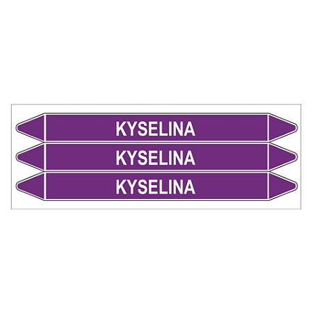 Značení potrubí, kyselina,3 ks, 355 × 37 mm